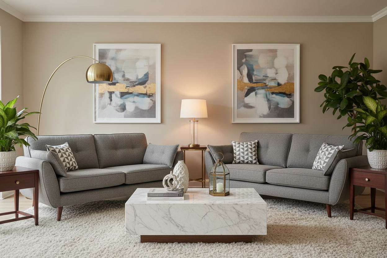 Dos loveseats en sala elegante