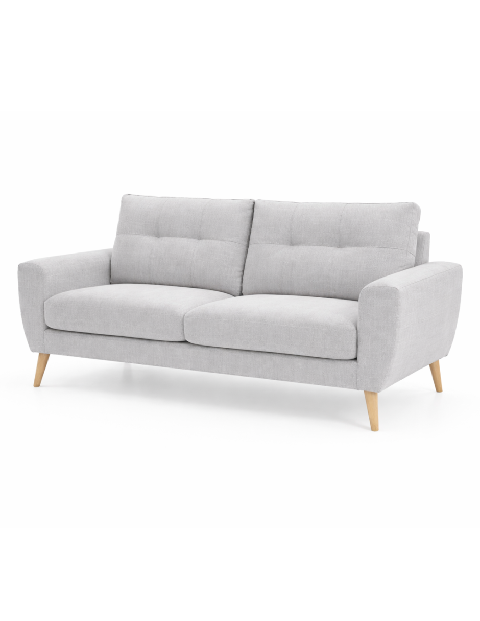 Sofa 3 plazas Napoli patas en acabado Natural.