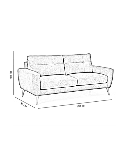 Sofa 2 plazas Napoli patas en acabado Natural.