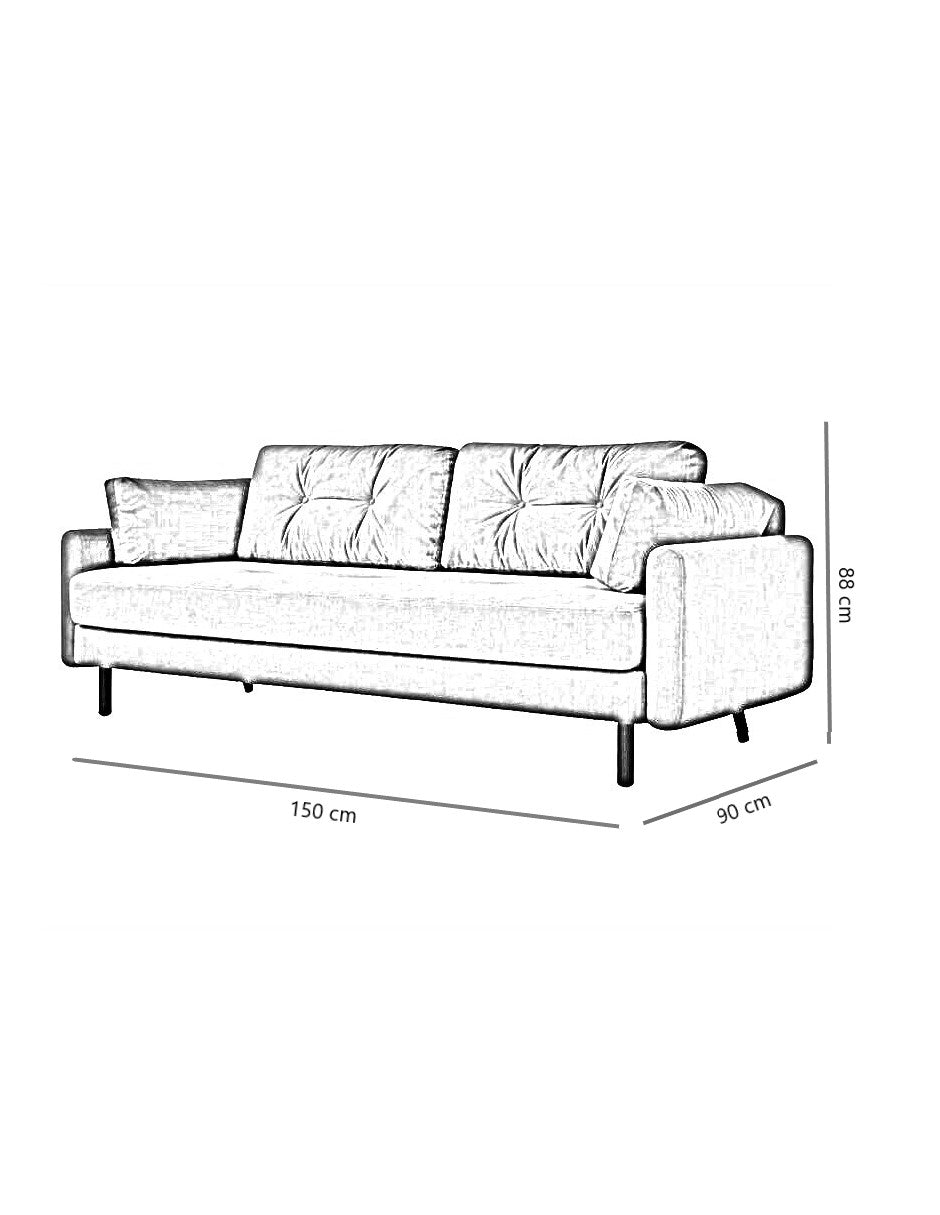 Sofa 2 plazas Corner patas en acabado Negro.