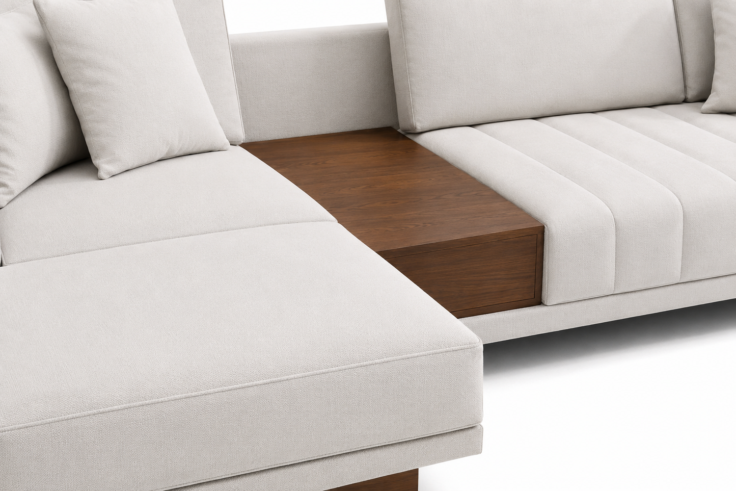 Sofá Modular Aura | Chaise Izquierdo con Mesa Central de Parota