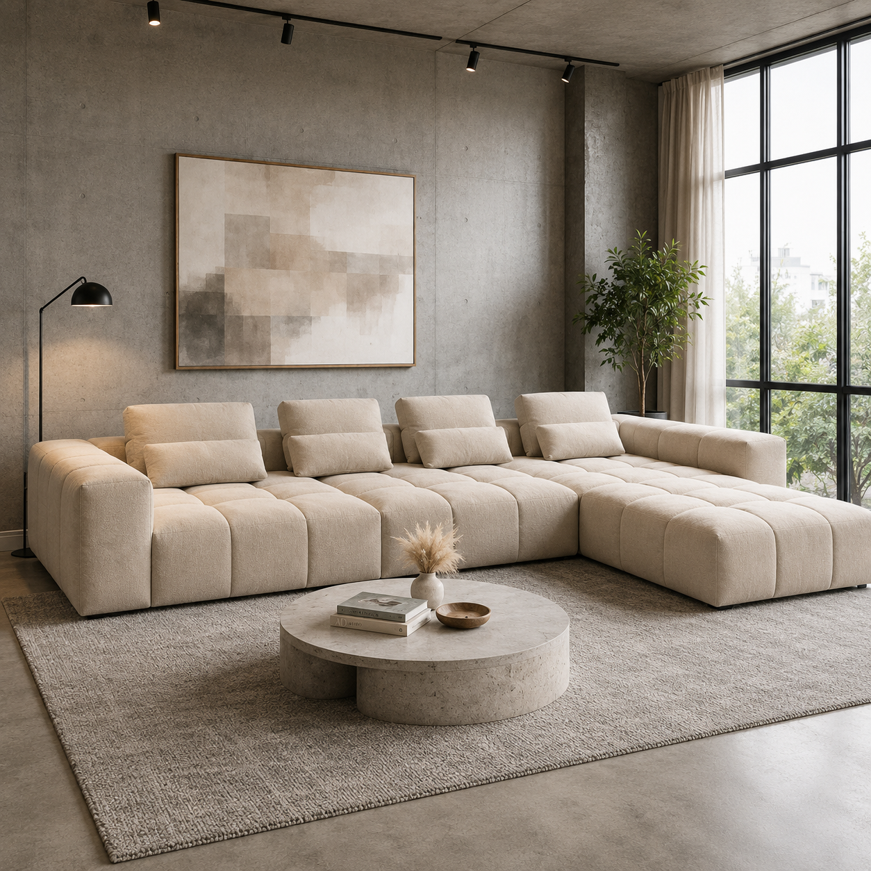 Sofá Modular en L con Chaise Longue Derecho – Capitoné