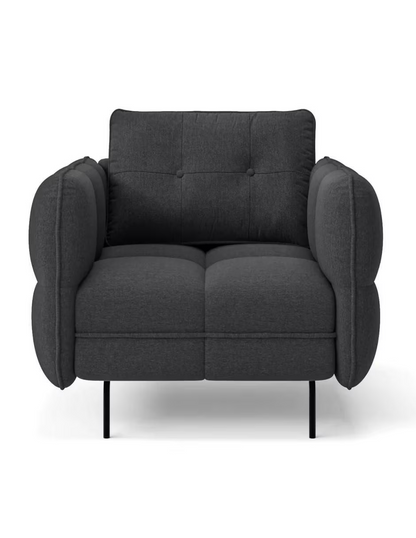 Sillón individual Siena gris Oxford, vista frontal sobre fondo blanco