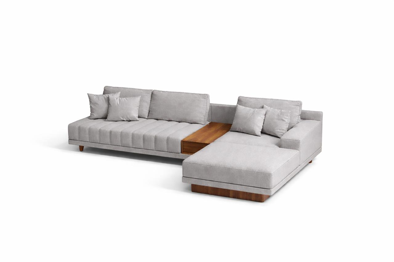 Sofá Modular Aura | Chaise Derecho con Mesa Central de Parota