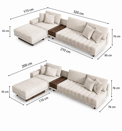 Sofá Modular Aura | Chaise Izquierdo con Mesa Central de Parota