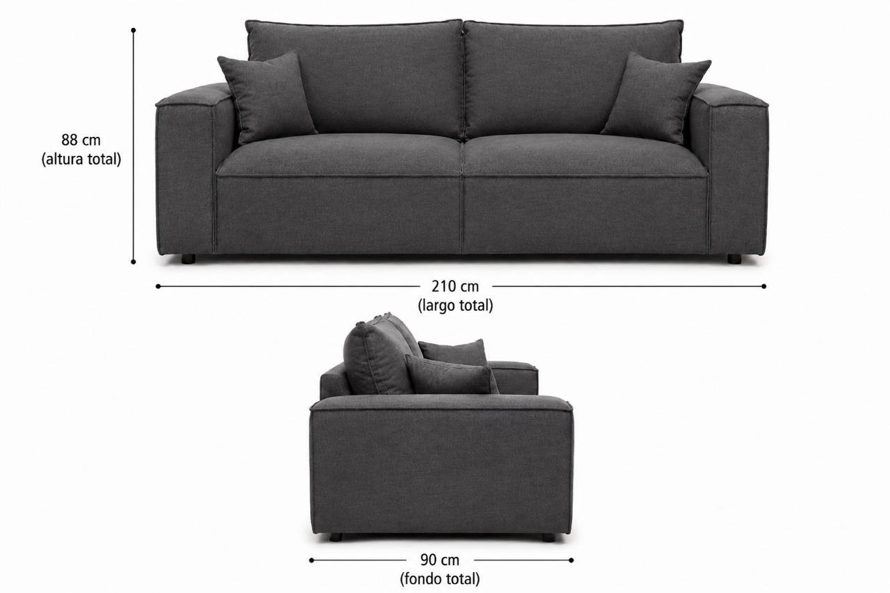 Sofa Praga 3 Plazas Tela