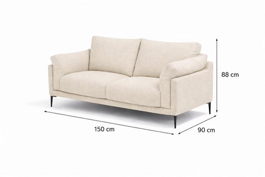 Sofa 2 plazas Milano patas de Metal color negro mate.