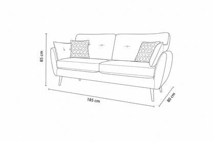 Sofa 3 plazas Denver patas en color nogal
