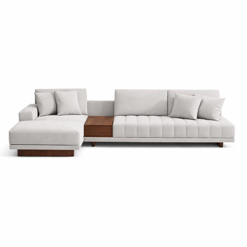 Sofá Modular Aura | Chaise Izquierdo con Mesa Central de Parota