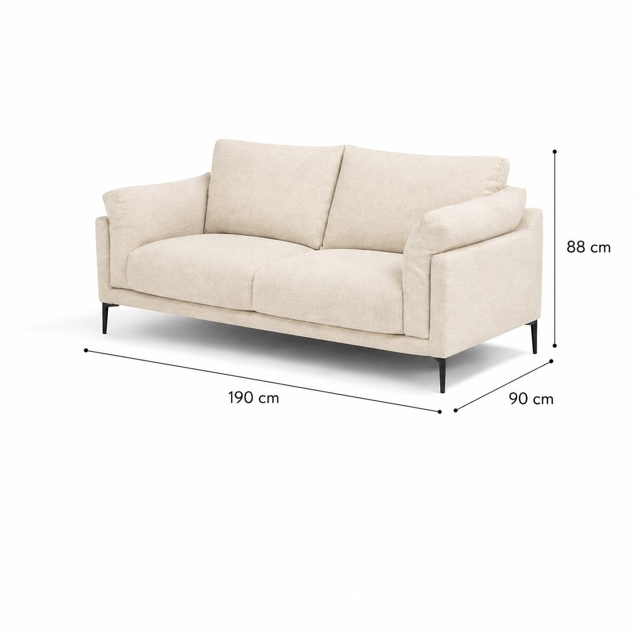 Sofa 3 plazas Milano patas de Metal color negro mate