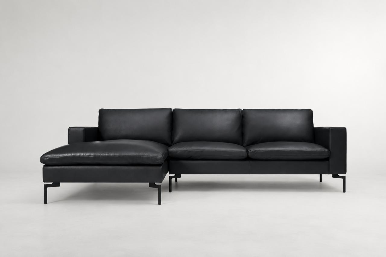Sala Modular Vienna — Piel Negro | Chaise Longue Lado Izquierdo