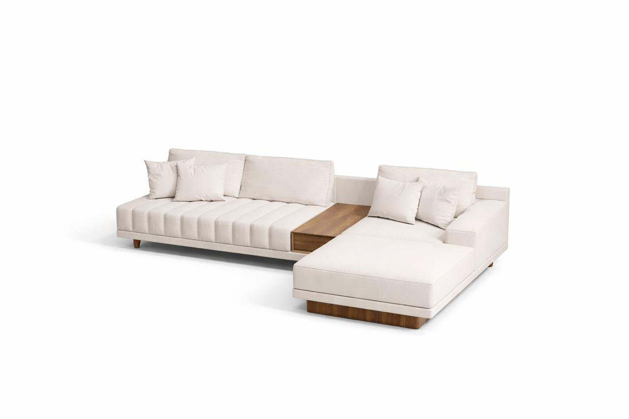 Sofá Modular Aura | Chaise Derecho con Mesa Central de Parota