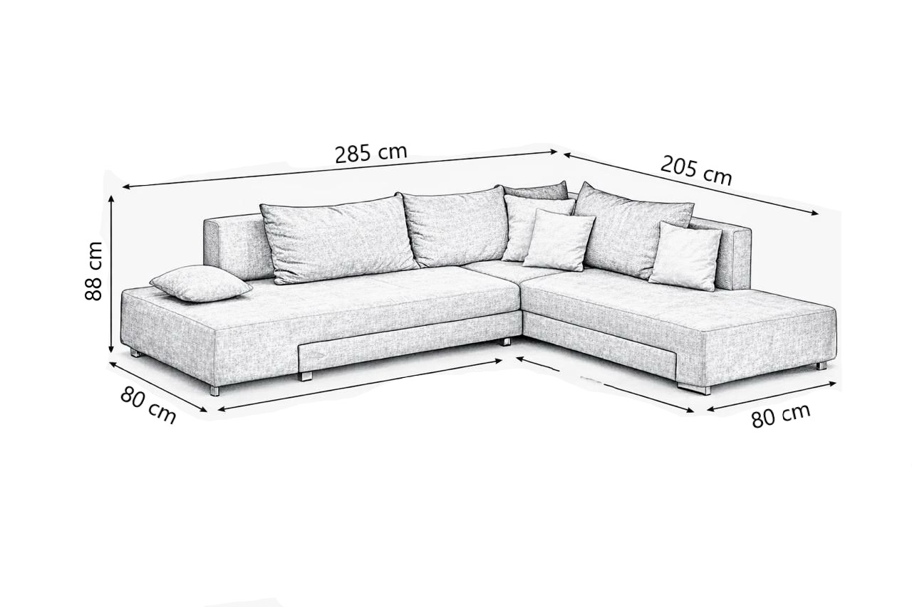 Sofá Seccional Polonia con Chaise Izquierdo y Almacenamiento