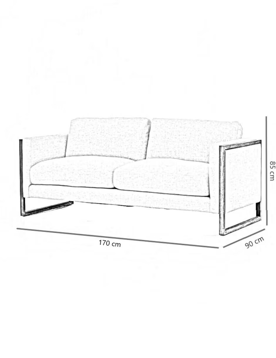 Sofa 3 plazas Hades patas en color nogal