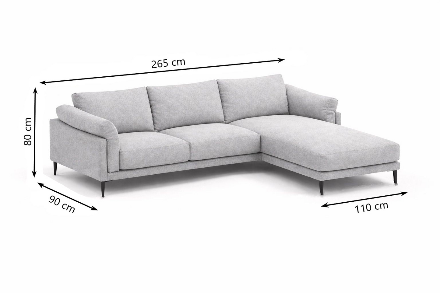 Sofá Seccional Moderno Milan con Chaise Longue Derecho