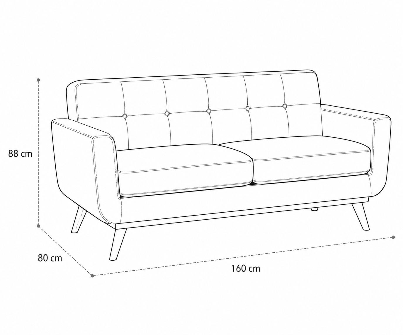Sofa 2 plazas Odisey patas en acabado Nogal.