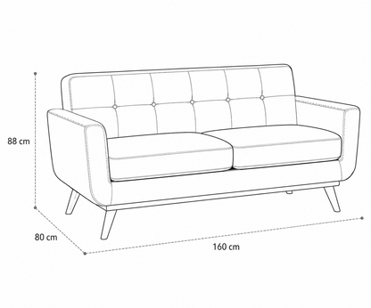 Sofa 2 plazas Odisey patas en acabado Nogal.