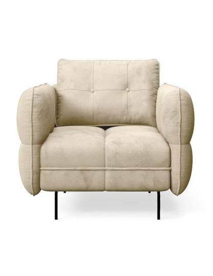Sillón individual Siena beige claro, vista frontal sobre fondo blanco