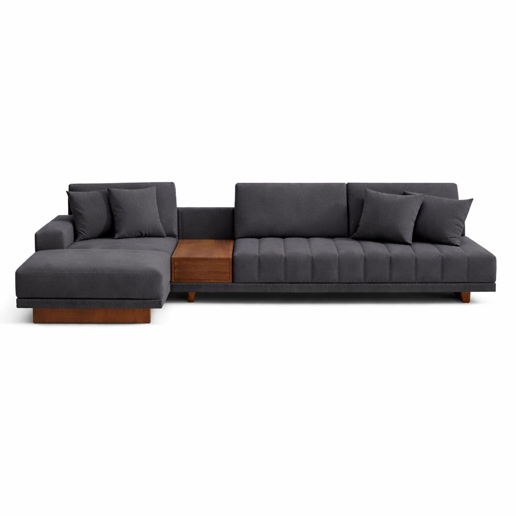 Sofá Modular Aura | Chaise Izquierdo con Mesa Central de Parota
