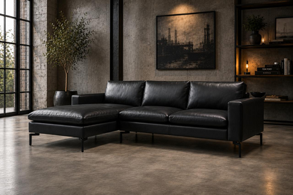 Sala Modular Vienna — Piel Negro | Chaise Longue Lado Izquierdo