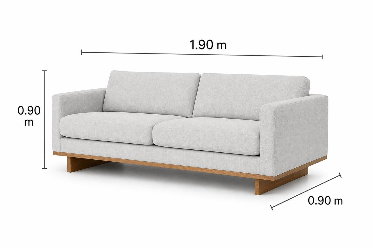 Sofa 3 plazas Modelo Barcelona / Pata de Madera Nogal.