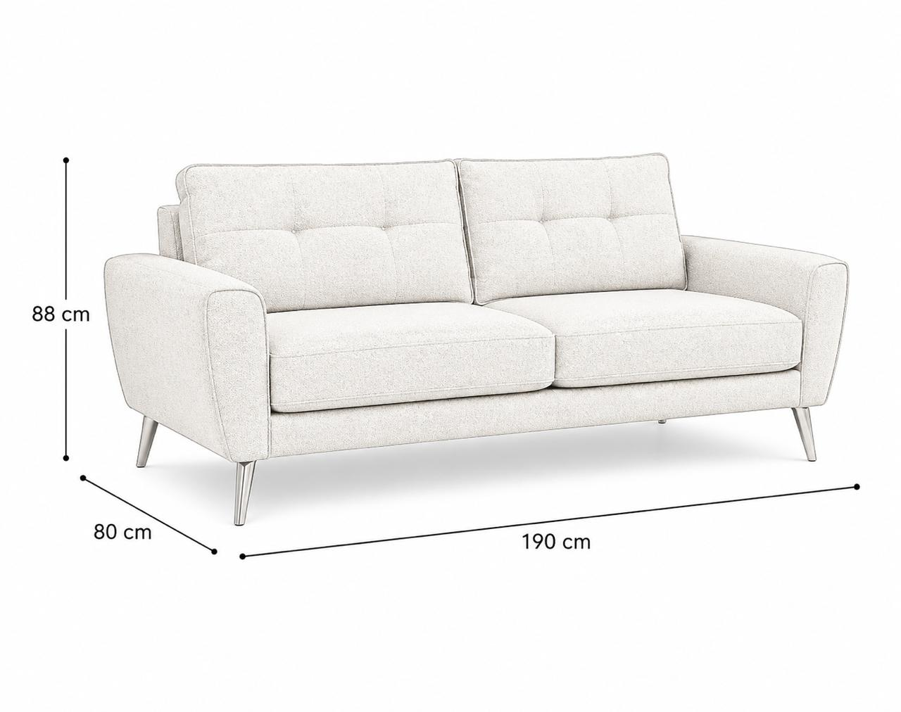 Sofa 3 plazas Napoli patas en acabado Natural.