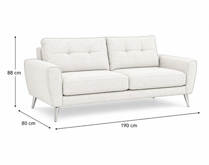 Sofa 3 plazas Napoli patas en acabado Natural.