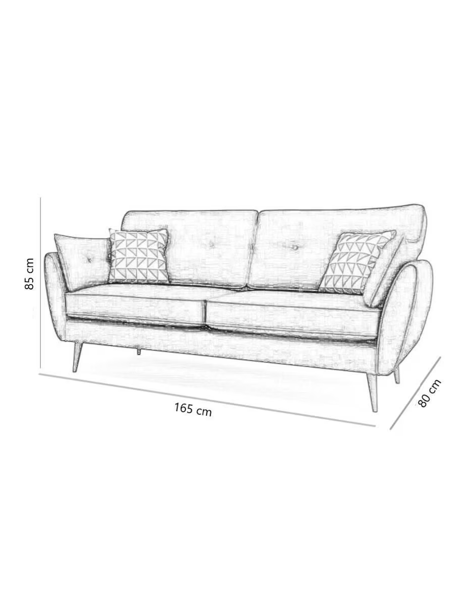 Sofa 2 plazas Denver patas en color nogal.