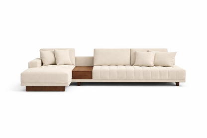 Sofá Modular Aura | Chaise Izquierdo con Mesa Central de Parota