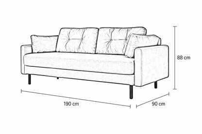 Sofa 3 plazas Corner patas en acabado Negro