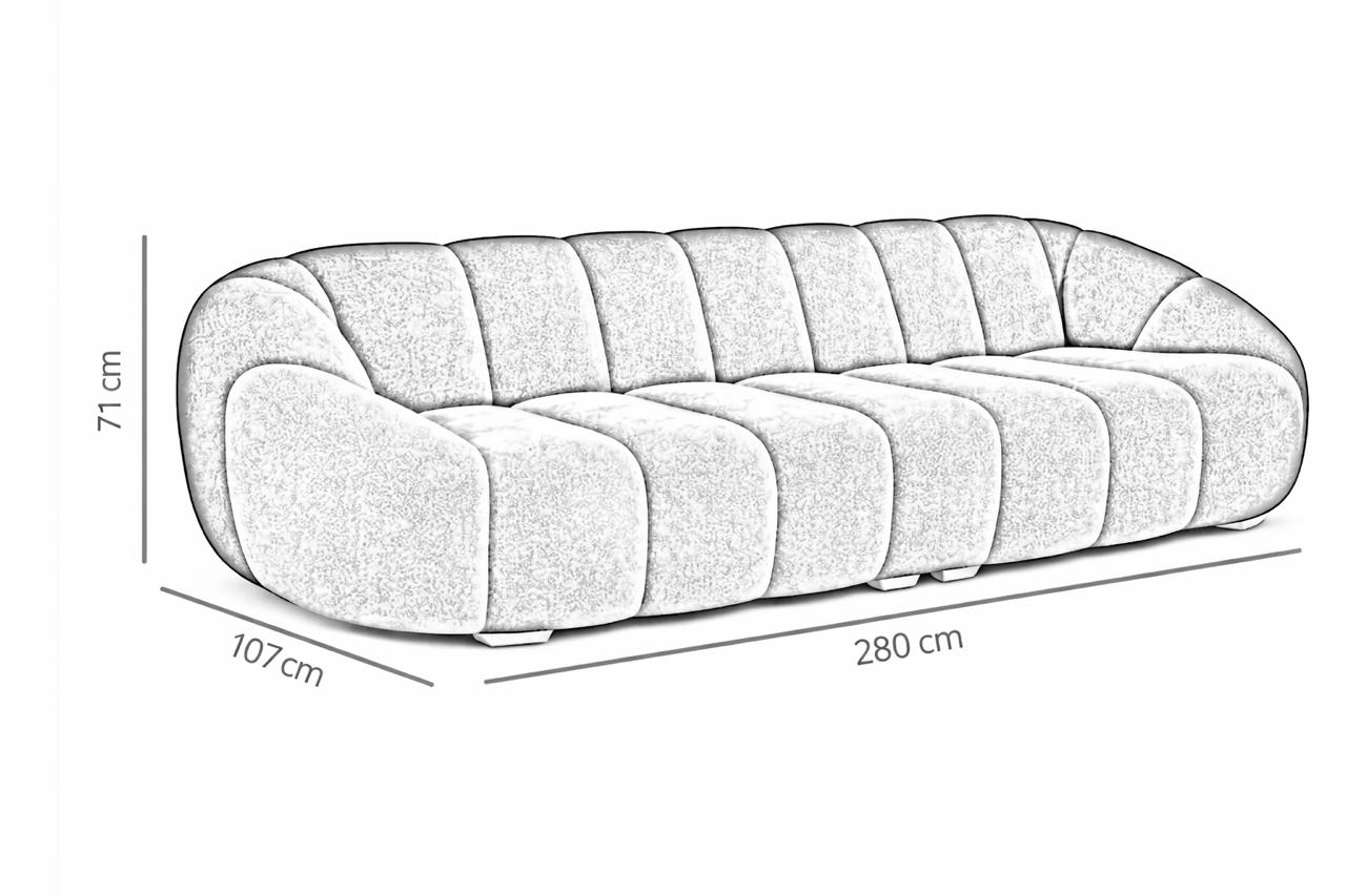 Sofa 3 plazas Lotto patas de Madera en acabado Natural