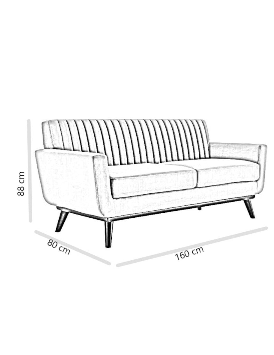 Sofa 2 plazas Florencia patas en acabado Negro.