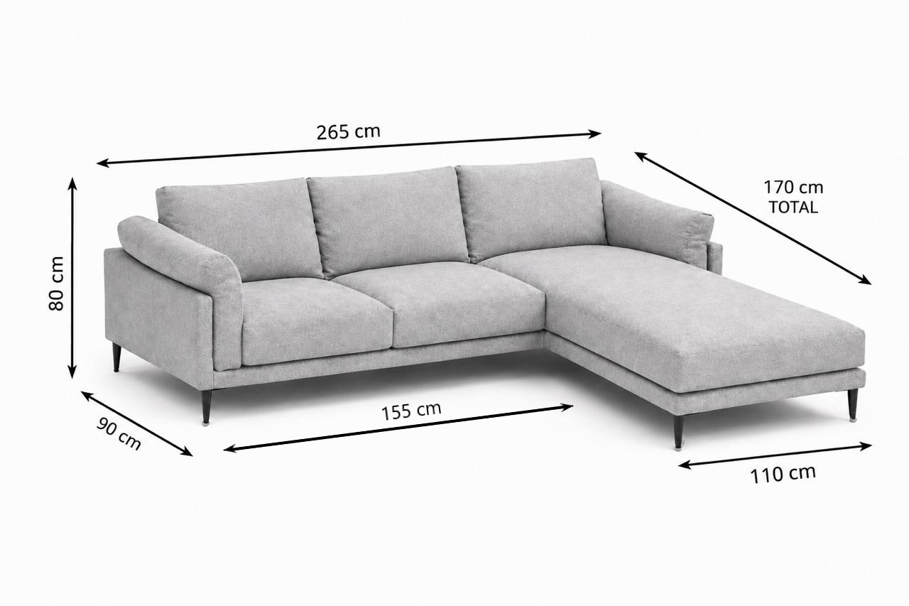 Sofá Seccional Moderno Milan con Chaise Longue Derecho