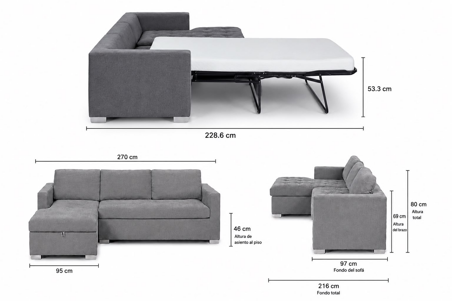 Seccional y sofa cama Matrimonial Sleep