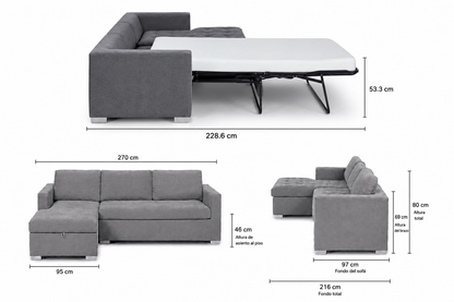 Seccional y sofa cama Matrimonial Sleep