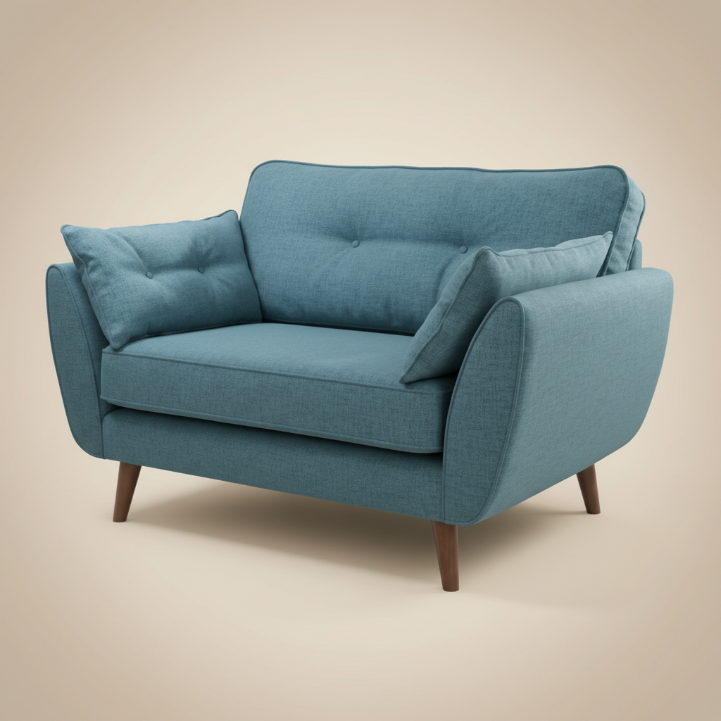 Sillón azul fondo minimalista