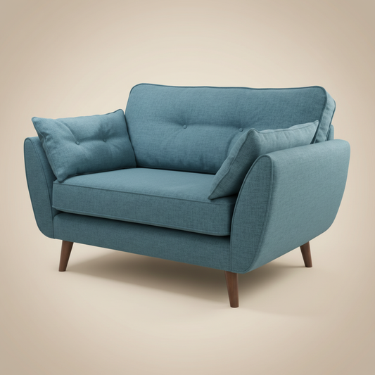 Sillón azul fondo minimalista