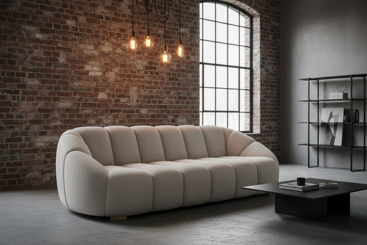 Sofá Gris en Ambiente Industrial